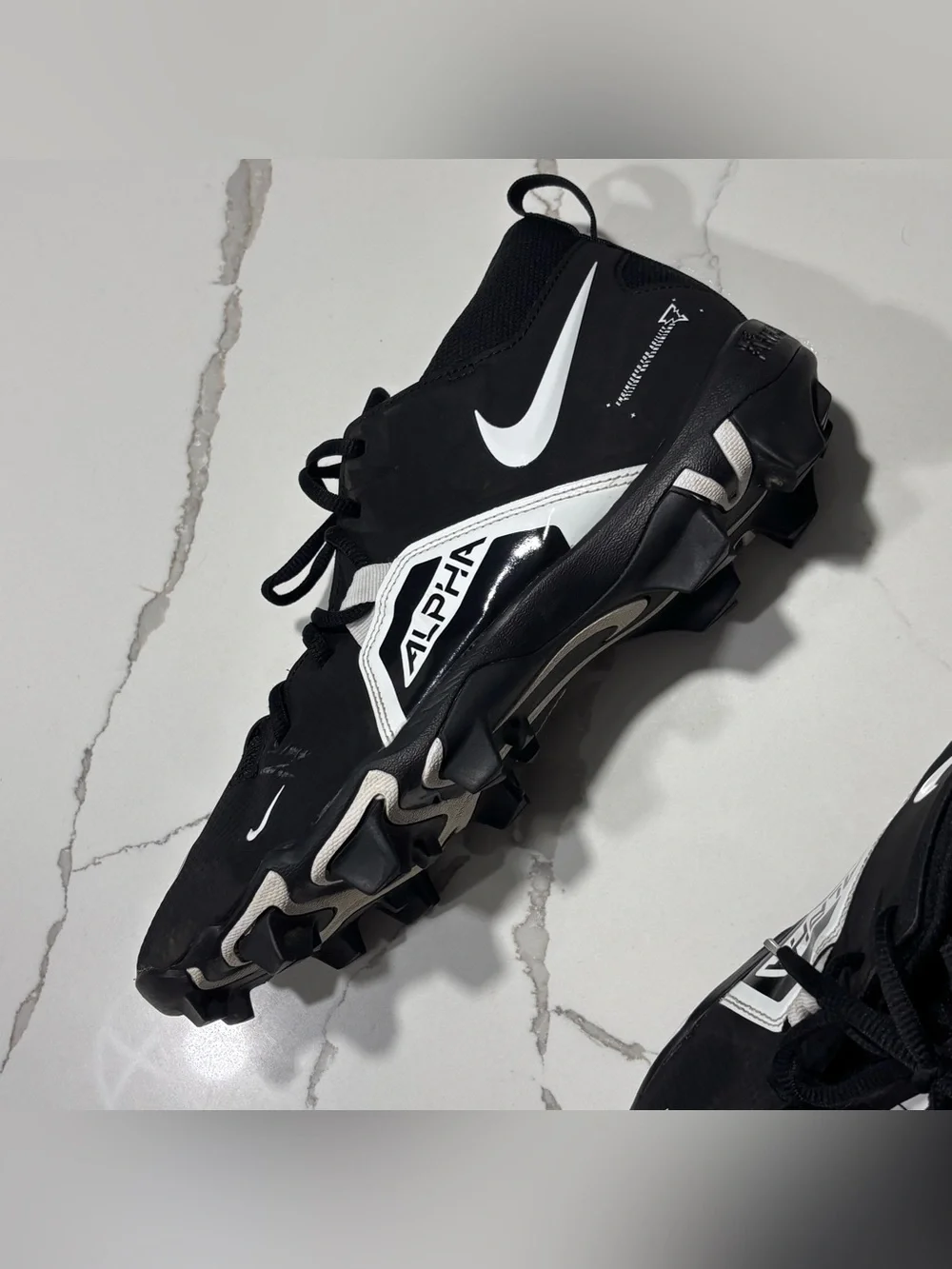 Nike Alpha Fastflex Football Cleats Men’s 10 CV0582-001 Black White Molded Studs